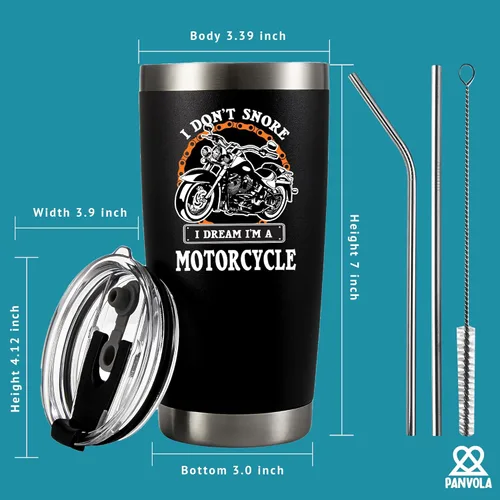 Miniatura 8 de Panvola No ronco, sueño que soy una moto Taza de acero inoxidable para motociclistas, regalo para papá, esposo, novio, tío, taza de viaje