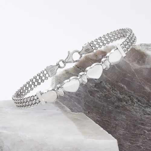 Miniatura 5 de Ross-Simons Italian Sterling Silver Heart Beaded Bracelet