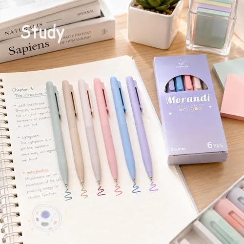 Miniatura 8 de 6 bolígrafos de gel pastel, bolígrafos de tinta de colores, bolígrafos coloridos para tomar notas, diario, bonitos bolígrafos retráctiles de 0.020