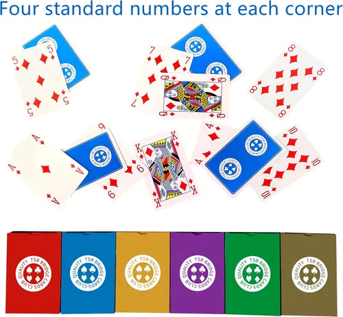Miniatura 3 de TSB Paquete de 12 cartas de puente de impresión estándar, 6 colores, fácil almacenamiento