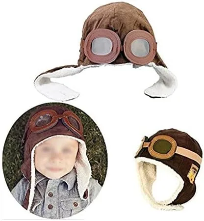 Miniatura 5 de CTKcom Paquete de 2 gorros de forro polar Pilot Aviator con orejeras para niños, paquete de 2 (café + negro)