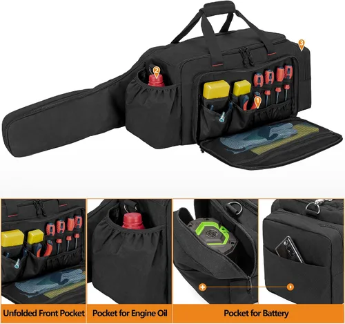 Miniatura 3 de samdew Funda de transporte para motosierra, bolsa de almacenamiento acolchada para motosierra compatible con motosierra eléctrica EGO de 14, 16 y 18