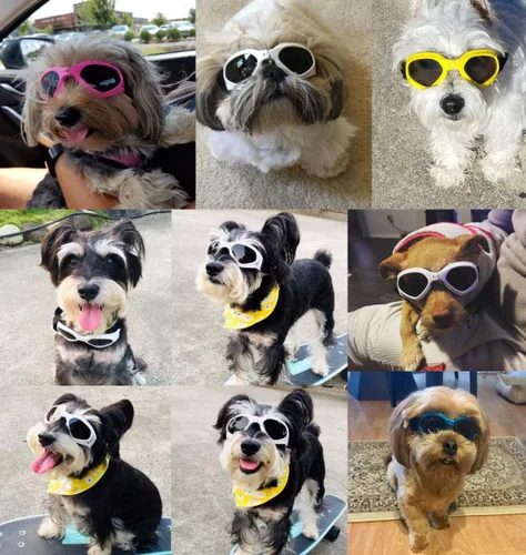Miniatura 4 de LECONPET Lentes de sol para perros pequeños, impermeables, resistentes al viento, protección UV, para mascotas, para perros, cachorros, gatos (rosa)