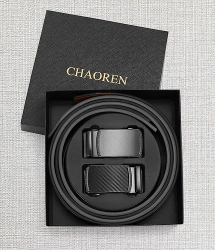 Miniatura 6 de CHAOREN Cinturones de trinquete para hombre, paquete de 2, elegantes cinturones de cuero en juego de regalo de 1.378 in
