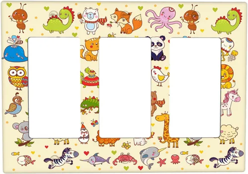 Miniatura 37 de Arctic Animals - Placa de interruptor de luz de 1 banda, lindo sello de dibujos animados, pingüino, oso polar, placa de pared individual basculante