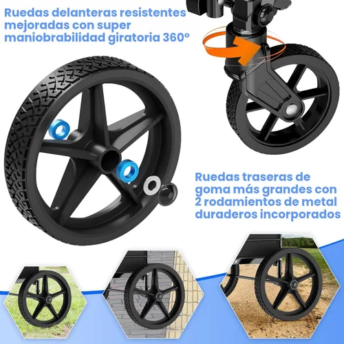 Miniatura 5 de Carrito de compras de capacidad de 450 libras, carrito de comestibles enorme con ruedas, carrito de compras plegable resistente con cesta doble