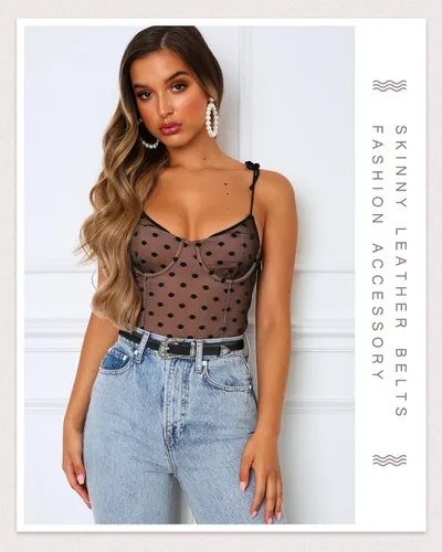 Miniatura 19 de SUOSDEY Cinturones ajustados occidentales de moda para mujer, cinturón de cuero ajustable para vestidos con hebilla vintage