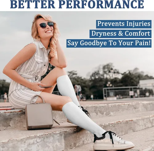 Miniatura 3 de FEYHAY Calcetines de compresión de cobre (3 pares) de 15-20 mmHg de circulación es la mejor atlética y diaria para hombres y mujeres, correr