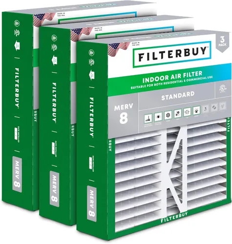 Miniatura 20 de Filterbuy Filtro de aire MERV 8 Essential Dust & Allergy Defense de 10 x 17 x 2 (paquete de 3), filtros exteriores plisados electrostáticos