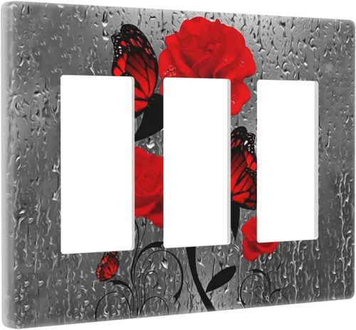 Miniatura 15 de Cubierta de interruptor de luz rosa brillante con purpurina de 1 banda, sin dispositivo, placa de pared en blanco decorativa para adolescentes, Rosa