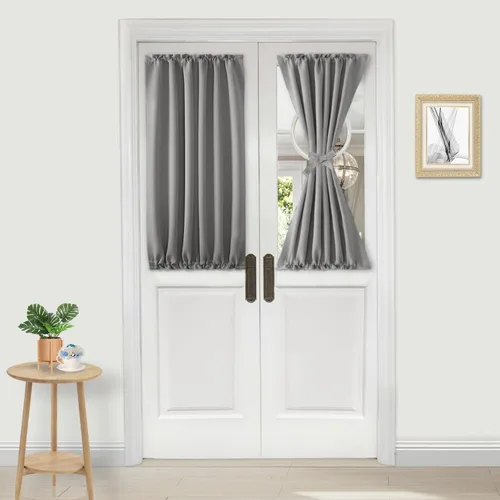 Miniatura 203 de DWCN Cortinas para puerta francesa: cortina térmica con bolsillo para barra para puertas con ventana de vidrio, puertas de cocina y patio