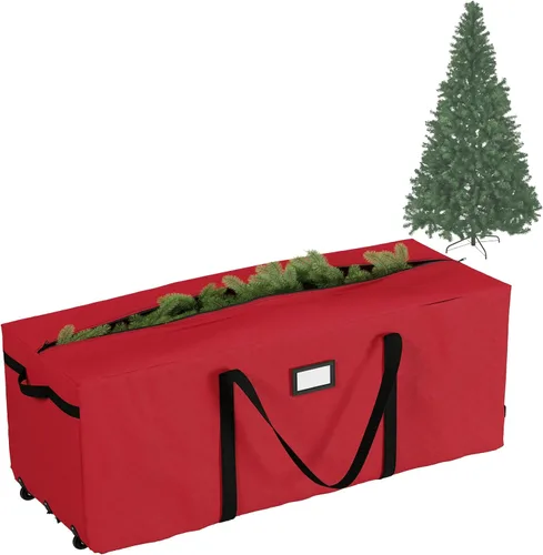 Miniatura 2 de Bolsa de almacenamiento prémium Elf Stor para árbol de Navidad, bolsa con ruedas, Tela, Rojo, Extra grande