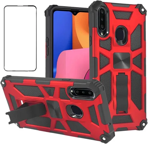 Asuwish Funda compatible con Huawei Y9 Prime 2019/Honor 9X/P Smart Z y protector de pantalla de vidrio templado, accesorios de celda, soporte de Rojo