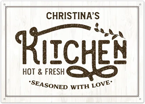 Letrero personalizado para decoración de cocina, letrero de cocina personalizado, 10 x 14 pulgadas, libre de óxido, aluminio 040, resistente a la