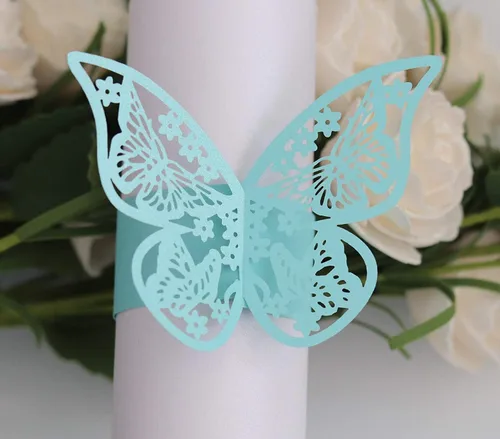 50 servilleteros de mariposa cortados con láser para cenas, mesas, diarios, bodas, aniversarios, fiestas, decoración de baby shower, suministros de