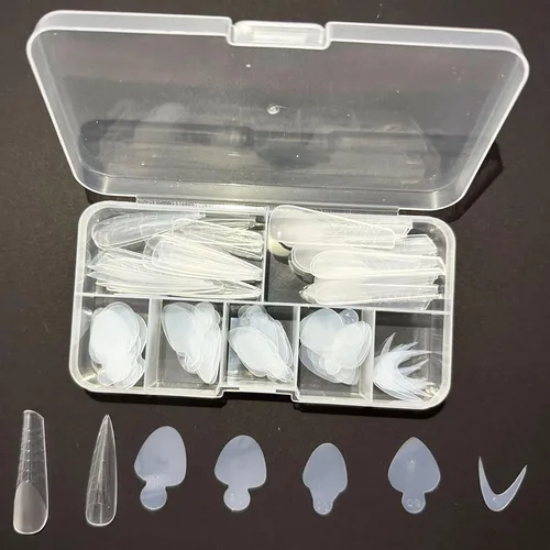 Miniatura 4 de Juego de 2 formas de uñas dobles transparentes para uñas con puntas de forma para Polygel con 60 almohadillas reutilizables para manicura, arte