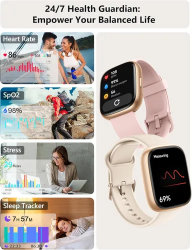 Miniatura 4 de Reloj inteligente para mujer y hombre Android y iPhone [2 bandas, caja de 44mm], Alexa incorporado, reloj inteligente de 1.83" para hacer/responder