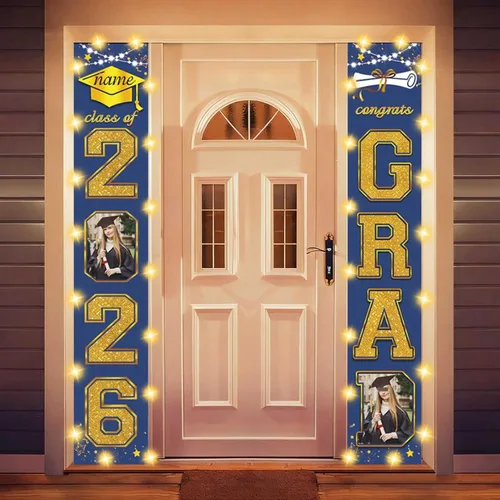 Miniatura 53 de Decoraciones personalizadas para fiestas de graduación 2026 – Cartel de felicitación de graduación grande – Cartel de fondo de graduación