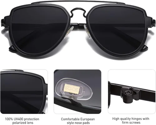 Miniatura 3 de SOJOS SJ1051 - Gafas de sol polarizadas con doble puente para hombres y mujeres