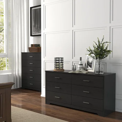 Miniatura 4 de Panana Cómoda para dormitorio con cajones de 5/6, cómoda de madera, organizador de almacenamiento para dormitorio, sala de estar, pasillo, guardería