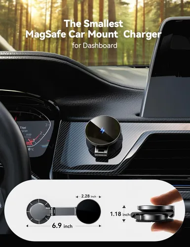 Miniatura 4 de JOYROOM Cargador de coche MagSafe para montaje en automóvil, [todo metálico] Cargador rápido MagSafe de 15 W, soporte magnético para teléfono