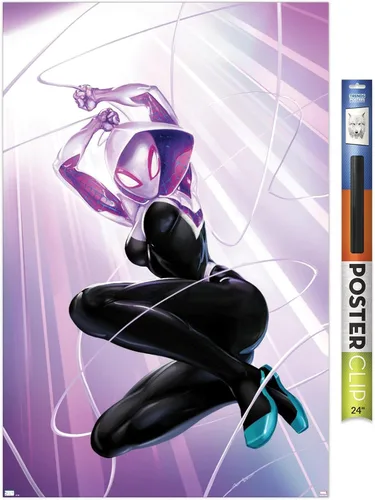 Miniatura 17 de Marvel Comics Ghost Spider - Póster de pared #1, 22.4 pulgadas de largo x 14.7 pulgadas de ancho, versión enmarcada de madera de granero
