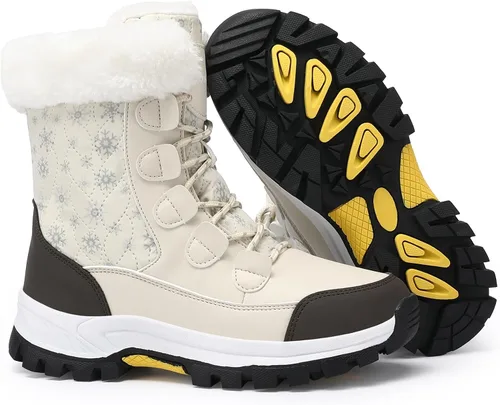 Miniatura 3 de COOJOY - Botas de nieve a media caña, peludas, e impermeables de mujer para el invierno
