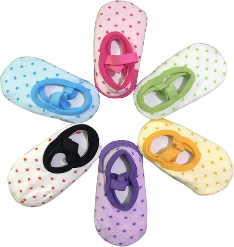 Miniatura 3 de Monochef Calcetines para bebé niña de regalo: 6 pares de calcetines Mary Jane con agarre antideslizante para 12-30 meses