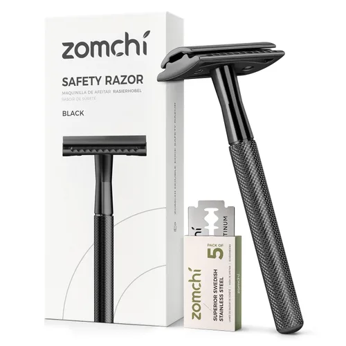 Maquinilla de afeitar de seguridad de doble borde con mango de textura,Maquinilla de afeitar de metal para hombres y mujeres,Se adapta a todas las