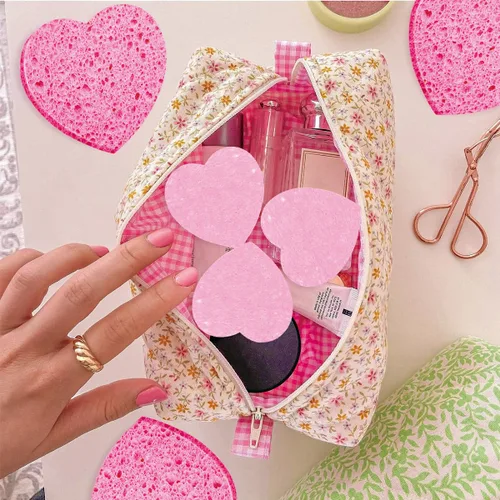 Miniatura 7 de 100 unidades de esponjas faciales comprimidas en forma de corazón de celulosa natural para esteticistas, esponjas profesionales cosméticas y de spa