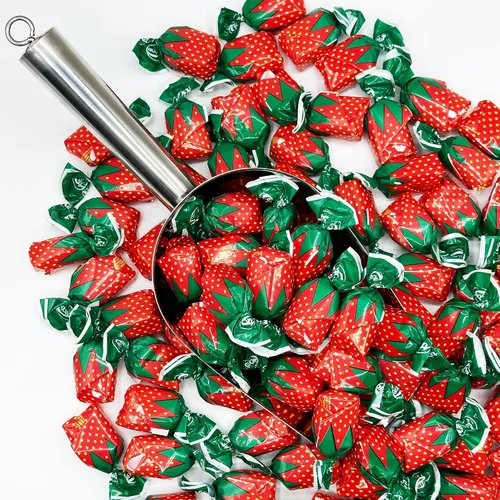 Miniatura 6 de Caramelos duros rellenos de fresa, envueltos individualmente, bolsa a granel de 2 libras (aproximadamente 130 piezas) – Dulces navideños