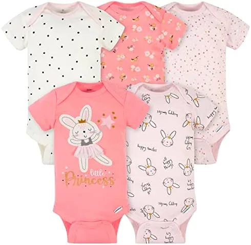 Miniatura 7 de Gerber Paquete de 5 mamelucos variados de manga corta para bebés niñas, Pequeña princesa bailarina
