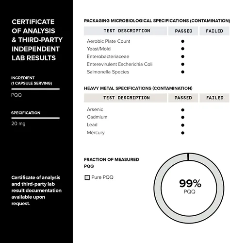 Miniatura 4 de Toniiq Suplemento de 99% + 20 mg - Fórmula concentrada PQQ de 20 mg de pureza ultra alta - PQQ 20 mg 120 cápsulas - Suplemento de pirroloquinolina