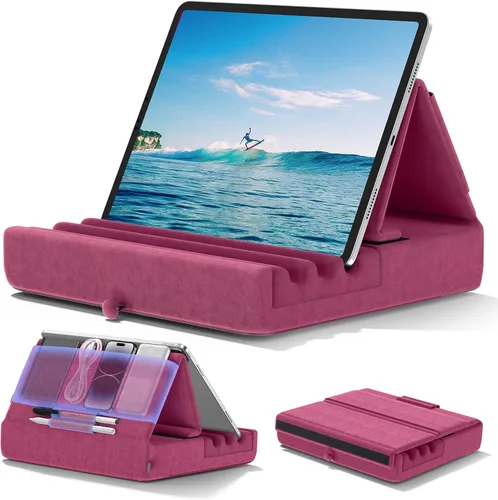 Miniatura 10 de KDD - Soporte de almohada para tablet, soporte plegable para iPad para regazo, cama y escritorio - Base para tablet con almohadilla suave y soporte