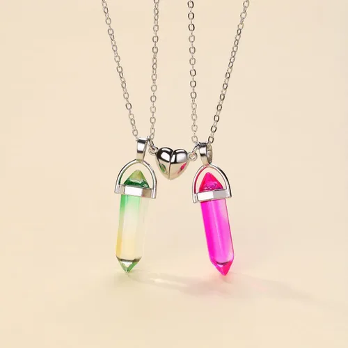 Miniatura 23 de Collar magnético de corazón dividido a juego para parejas, colgante de atracción mutua de cristal, regalo de joyería de amistad para mejores amigos
