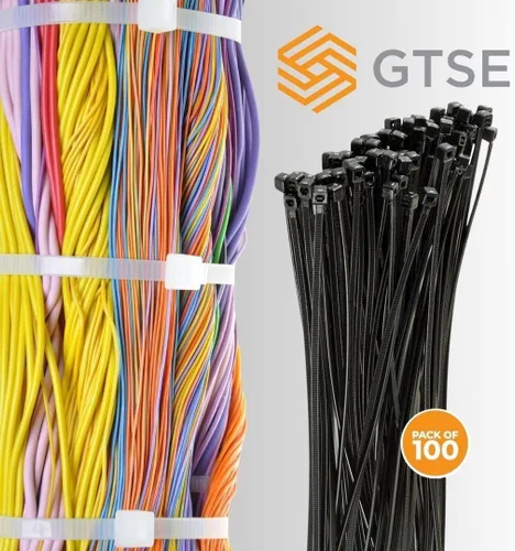Miniatura 4 de GTSE - Paquete de 100 bridas de 4 pulgadas, color negro, con una resistencia de 18 libras, bridas de nailon pequeñas resistentes a los rayos UV
