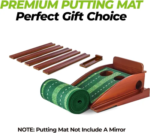 Miniatura 7 de Golfguru Putting Green, tapete de golf de 9.8 pies con pista de retorno de bola automática y espejo de putting, verdes de putting para interiores