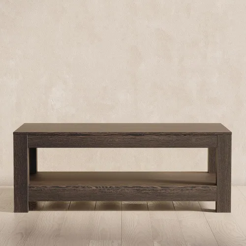 Miniatura 8 de Maven Lane Paulo - Mesa de centro rectangular de 18 pulgadas con almacenamiento, madera maciza marrón, ideal para sala de estar y sala de estar