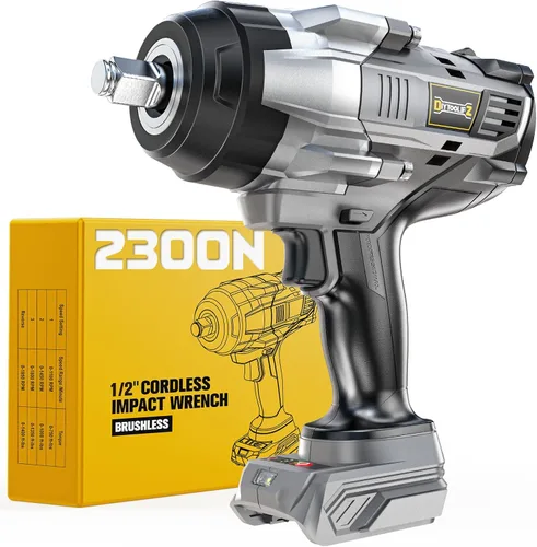 DIYtoolifz Llave de impacto inalámbrica de 1/2 pulgada compatible con batería DeWalt de 20 V, 1700 pies-libras (2300 Nm), destornillador de impacto