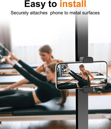 Miniatura 2 de Soporte magnético para teléfono de gimnasio, ajustable en 360°, soporte magnético portátil para teléfono para gimnasio, se fija a superficies