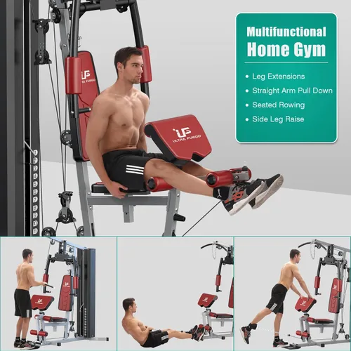 Miniatura 3 de ULTRA FUEGO Estación de entrenamiento de gimnasio en casa multifuncional con sistema de polea, desarrollador de brazos y piernas para entrenamiento