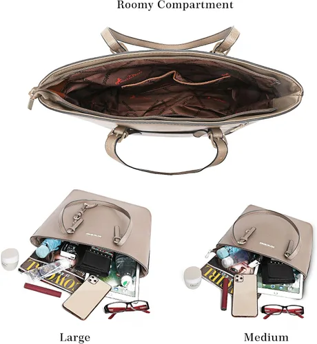 Miniatura 6 de Montana West Bolso de mano para mujer bolso de hombro de cuero vegano tamaño grande y mediano juego de 2 monederos