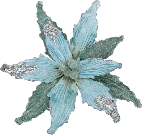 Miniatura 26 de Briful Flores de Pascua con Purpurina Navideñas de Cabezas Grandes de 12 Pulgadas Adornos para Árbol de Navidad Juego de 4 Flores Artificiales