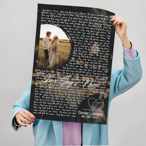 Miniatura 6 de H-DEWALL póster personalizable con foto y letra de canción, regalo para él, lienzo con marco, adorno vintage para sala de estar