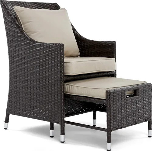Miniatura 12 de Serta Laguna - Juego de muebles de patio para exteriores, 5 piezas, sillas reclinables de mimbre marrón con otomanas, cojines y mesa auxiliar
