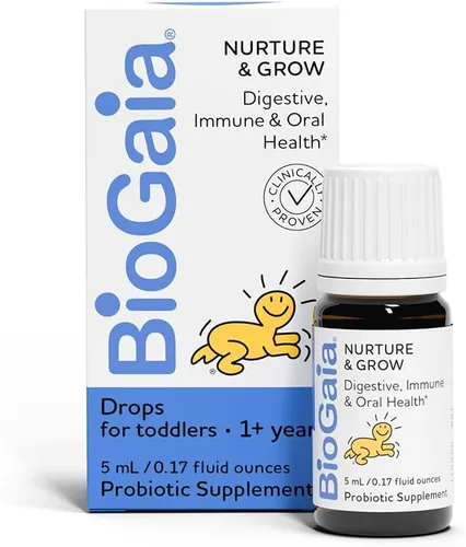 BioGaia Nurture & Grow para niños pequeños | Edades 1+ | Probiótico líquido | Sin alérgenos | Probiótico de triple beneficio para niños | Salud