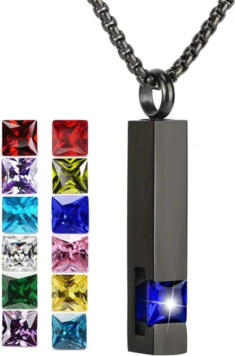 Miniatura 71 de YOUFENG collar con urna para cenizas, cubos de piedras natales, urna para cenizas humanas, collar de urna de cremación, relicario, recuerdo
