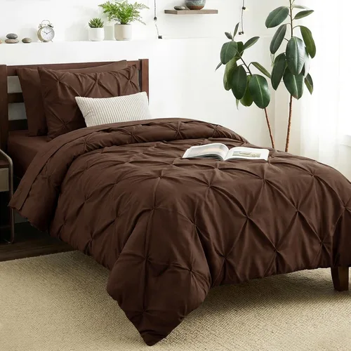 Miniatura 29 de CozyLux - Juego de ropa de cama con pliegues plisados de 7 piezas en una bolsa; edredón tamaño King para todas las estaciones, sábanas, fundas
