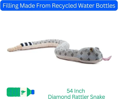 Miniatura 6 de The Petting Zoo Animal de peluche Diamond Rattler, regalos para niños, animales salvajes del zoológico Onez, juguete de peluche de serpiente de 54