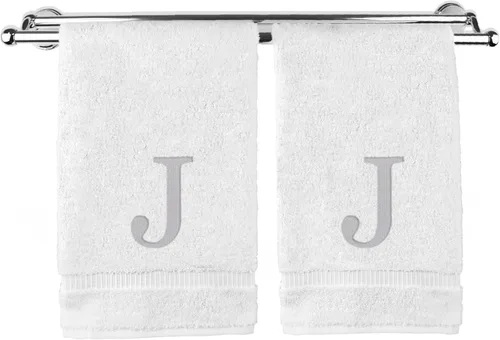 Miniatura 174 de Toalla de mano monogramada, regalo personalizado, juego de 2 - Toalla bordada con letra de bloque dorada - Extra absorbente 100% algodón turco